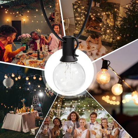 GROOFOO Guirlande Extérieure,50+4 Guinguette Guirlande Lumineuse Extérieures IP44 Intérieur Blanc Chaud Décoration Chaîne de Lumières pour Jardin Cour Décoration de Fête 15m (1/3)