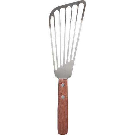 Spatule - Acier Inoxydable - Manche En Bois Massif - Pour Poisson Omelette Crêpe Barbecue - 1 Pièce (1/5)