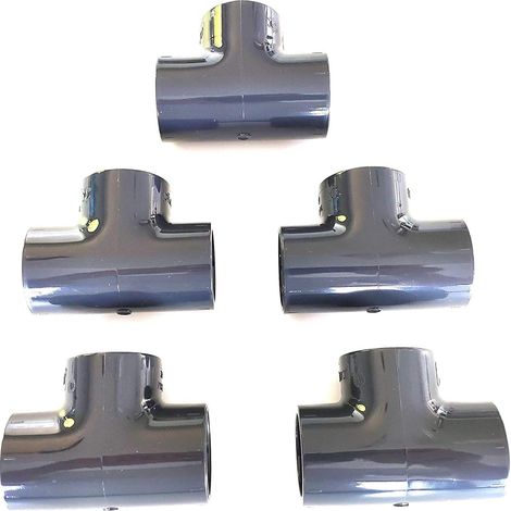 Lot de 5 Té 90° PVC Pression – U / 63mm intérieur F/F/F PN16 / Manchon 63 mm pour Piscine et arrosage/Tés égaux