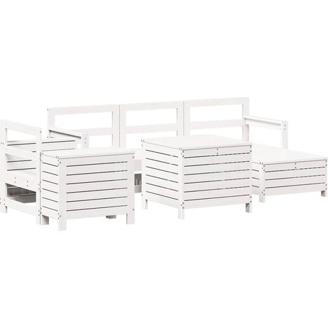 Maison Exclusive - Set Divani da Giardino 7 pz Bianco in Legno Massello di Pino (1/5)