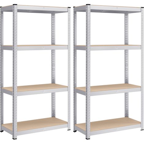 Songmics – Rayonnage à 4 niveaux – Lot de 2 – Étagère charge lourde 130 kg par niveau – Dimensions 40 x 80 x 160 cm – Cadre en acier argenté