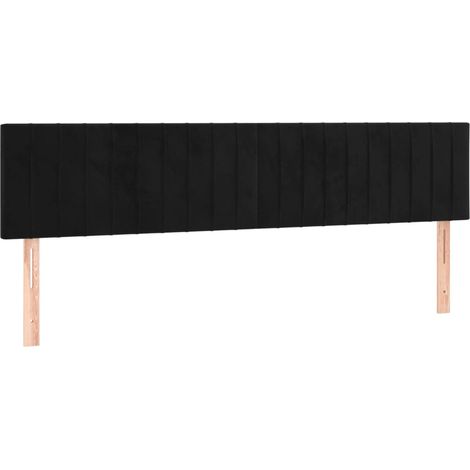 Tête de lit accessoire couchage chambre à coucher meuble 2 parties 100 x 5 x 78/88 cm tissu velours noir TDL0206266
