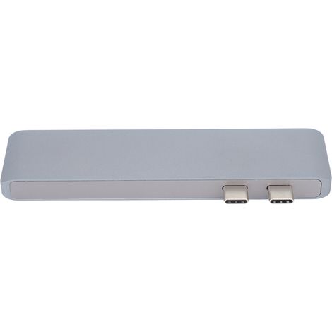 Dockingstation mit Speicherkartenleser, USB 3.0 10 Gbit/s und 5 Gbit/s Schnittstelle, tragbarer und leichter USB-C Hub für MacBook (grau). (1/5)