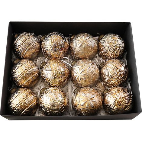 Boule De Noel - 80 mm - Cuivre Vieilli - Pour Arbre De Noel Interieur - Lot De 12 (1/5)