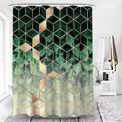 Rideau de douche 180x200 cm pour salle de bain sans anneaux (1/4)
