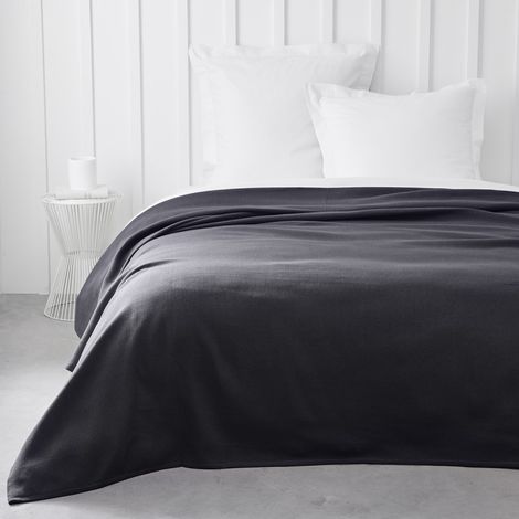 Couvre lit double "Essential" en coton - Gris fusain - 220 x 240 cm - Livraison gratuite (1/2)
