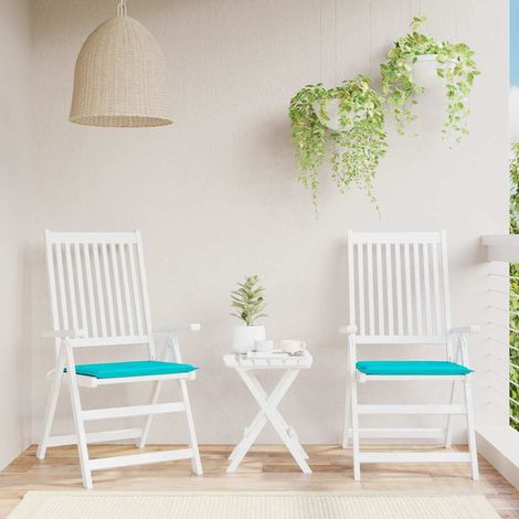 Coussins de chaise de jardin lot de 2 turquoise 40x40x4cm tissu (1/5)