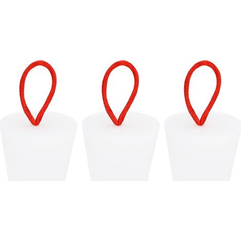 Silicone Caoutchouc Conique Bouchon 25 à 34mm Solide Baignoire Bonde Bouchon avec Poignée pour Test Tubes, Eau Tuyau, Drainage Trou, Blanc 3 Pièces (1/5)