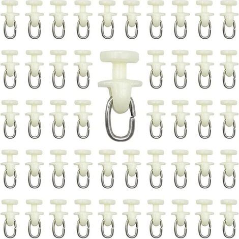 Rouleaux de rail pour rideaux intérieurs – 100 pièces, glisseurs plastique blancs, crochet et poulie inclus, installation facile (1/5)