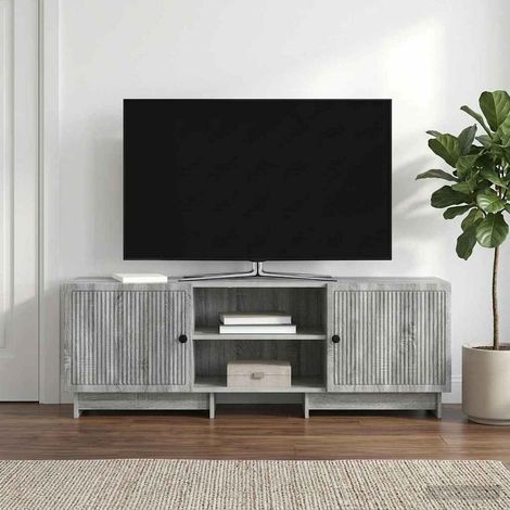 Meuble TV vintage gris sonoma en bois d’ingénierie 150 x 31 x 50 cm, 2 portes - PANGIVO (1/5)