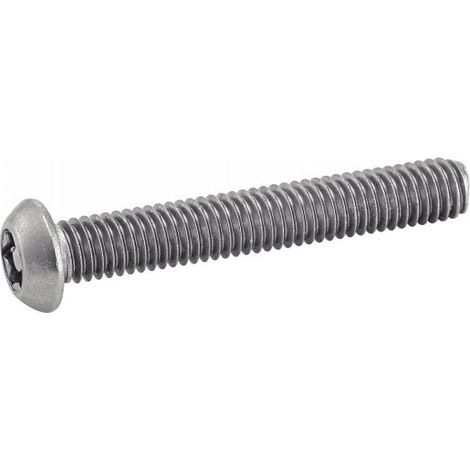 Vis à métaux tête bombée six lobes inviolables avec téton central - Longueur: 50 - Qualite Inox: A2 - Diamètre: 6 (1/4)
