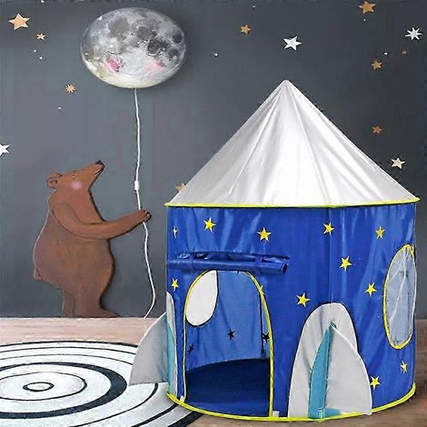 Tente de jeu pour enfants en forme de fusée spatiale, maisonnette de jeu sur le thème de l'espace (1/4)