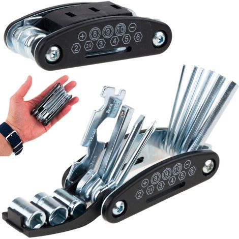 NN19 Fahrradwerkzeug-Schlüsselset, 16-in-1-Multitool mit Inbusschlüsseln, Schraubendrehern und Schraubenschlüsseln