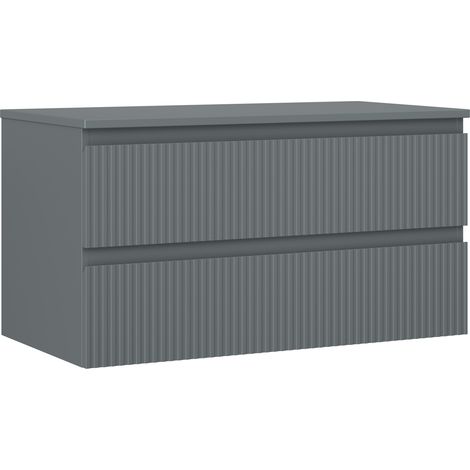 Mexen Rivel meuble de salle de bain sous-lavabo 90 cm avec plateau, 2 tiroirs, rainuré, graphite mat - 91A20-09047-2-BFFC66 (1/5)