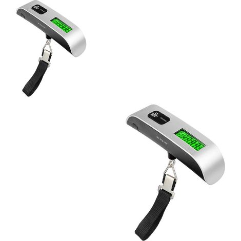 Balanza Digital Para Equipaje - Pantalla LCD - Gancho Plegable - Capacidad 50 kg - Diseño Compacto 13x3x3 cm - Ideal Para Viajes - 2 Unidades (1/5)