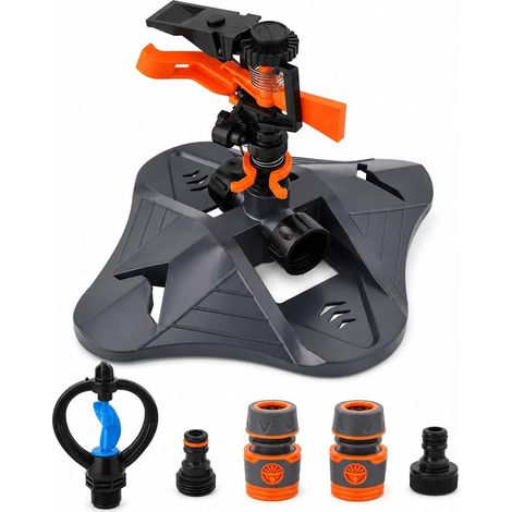 Garden Sprinkler, 360 Degree Rotating Automatic Watering System with 2 Heads and Quick Hose Connectors for Watering Your Lawn and Garden (1/5)