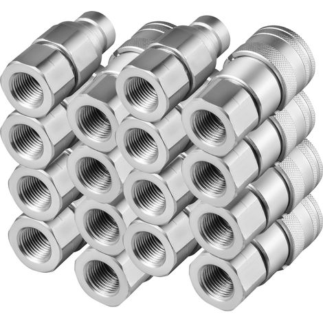 Mophorn Acoplamiento hidráulico Acoplamiento rápido hidráulico Cuerpo de 1/2" Acoplamiento hidráulico 1/2" NPT Acoplamiento hidráulico Acoplamiento rápido 8 pares Acoplamiento rápido hidráulico 27,6 M (1/5)