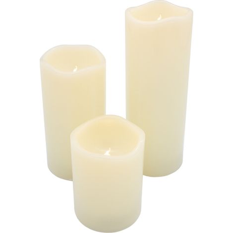 LED Outdoor Kerze mit Timer 3er Set - 20 / 15 x / 10 cm - elektrische Kerze mit Flacker Effekt - mit Timer für Außen