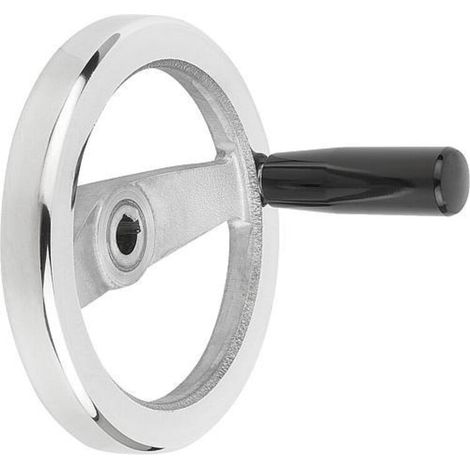 KIPP Speichenhandrad 2-Speichen Ø80 Aluminium Passbohrung 12H7 Nut (1/3)