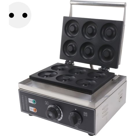 Machine à beignets électrique professionnelle 6 trous double face chauffe, pour restaurant boulangerie snack bar vendeur ambulant maison, friteuse à beignets 220V prise UE (1/5)