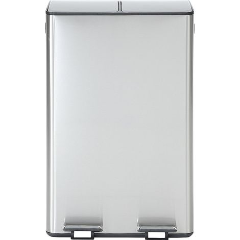 Poubelle de tri sélectif à pédales en inox - 2 bacs de 30L - Chrome - GANEM (1/4)