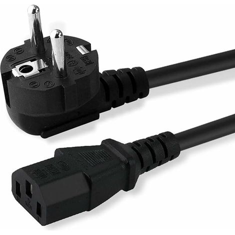 Cordon d'alimentation, Norme UE 250V 10A, 1.2M, Câ,ble d'alimentation Secteur à, Prise Angulaire pour Imprimante, Micro-Ondes, Four, etc. (1/7)
