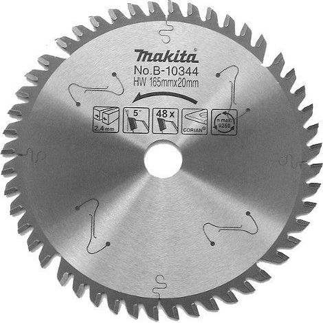 Makita – Disque à bois 165 mm – Lame pour scie circulaire plongeante – 48 dents – Épaisseur 2,4 mm – Diamètre alésage 20 mm – B10344