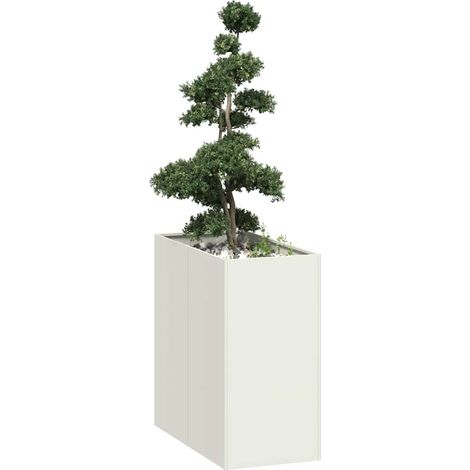 Jardinière-Pot de fleur-Bac à fleurs blanc 40x80x80 cm acier (1/5)