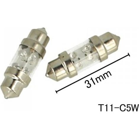 Coppia 2 Lampade LED T11 C5W siluro 31mm 12V giallo, 4 LED F3, 0,2W