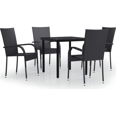 Maison Exclusive - 5-tlg. Garten-Essgruppe Schwarz