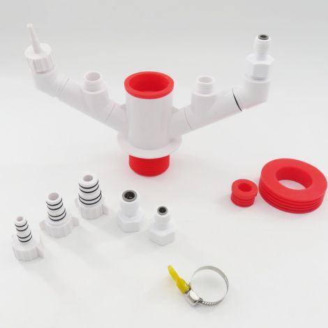 Raccord en T/déviateur à cinq voies pour évier de cuisine, accessoires de tuyauterie intégrés anti-odeurs, tuyau d'évacuation horizontal pour éviers (1/5)