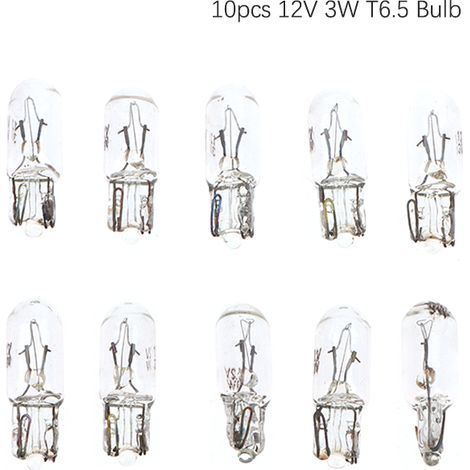 Ampoule automobile, lot de 10 unités, réf. T6.5, 12V, 3W, pour l'éclairage et le remplacement dans les véhicules.-AquaForge (1/5)
