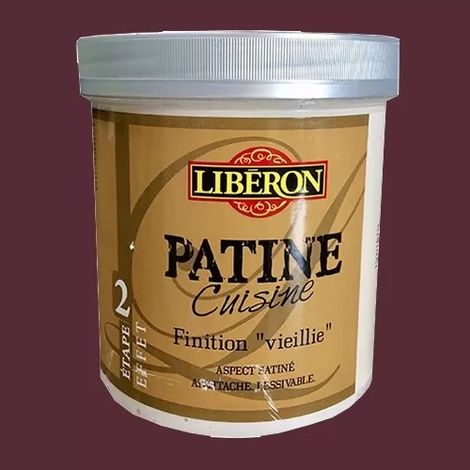 Patine pour meubles de cuisine et salle de bain 1L – Finition vieillie aubergine – Antitâche et lessivable à l'eau savonneuse – Liberon (1/3)