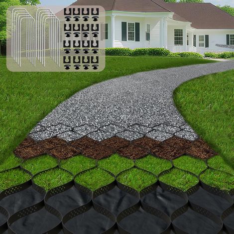 Grille de Gravier de 5 cm D'épaisseur (2 m x 5 m) - Grilles de Stabilisation D'allée Geo Grid, Grille de Retenue de Gravier, Géogrille Geocell Allées, Stationnement Camping-cars, Pentes et Jardins. (1/5)