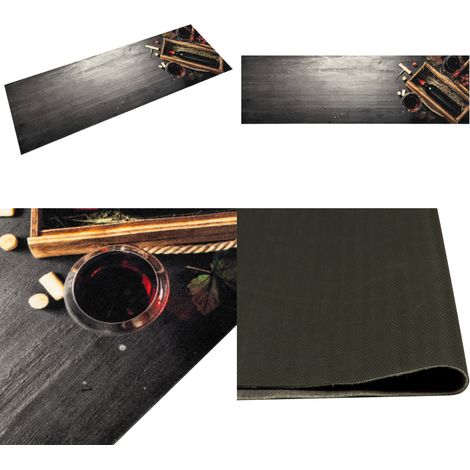 Küchenteppich Waschbar Weinflasche 45x150 cm Samt - Küchenläufer - Samt - Teppich - Fussmatte - Wohnzimmer - Home & Living (1/5)