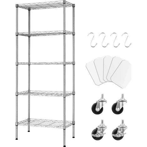 Étagère de Rangement en Métal,Rangement à 5 Niveaux Meuble,Meuble de Rangement,Étagère de Cuisine,Salle de Bain,pour Cuisine,Salon,Balcon, Placard, Garde-mange,Garage(Argent 4230150cm) (1/5)