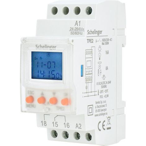 Minuterie AC/DC 24-264 V, relais programmable classe II Schelinger 30 mA, 50 programmes A26-TPE2 (1/5)