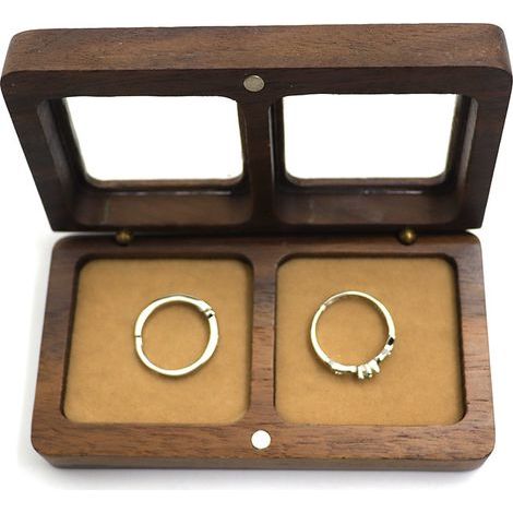 Ringkästchen aus Walnussholz, Schmuckkästchen, Eheringkästchen, hölzernes Eheringkästchen, Eheringkästchen, Weihnachtsgeschenkbox (Champagner) (1/5)