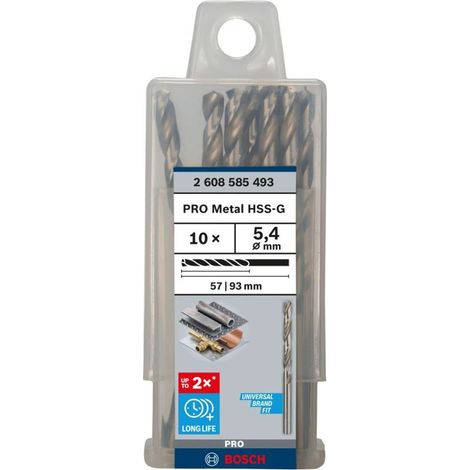 PRO Trapano a spirale HSS-G in metallo, 5,4 x 57 x 93 mm, confezione da 10 pezzi