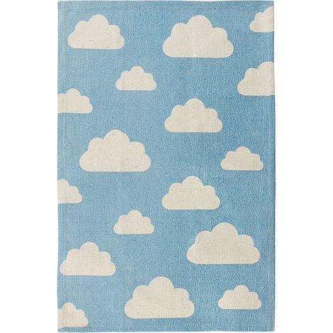 Area Rug Blue Cloud Print 60 x 90 cm Low Pile Runner for Children Playroom GWALIJAR