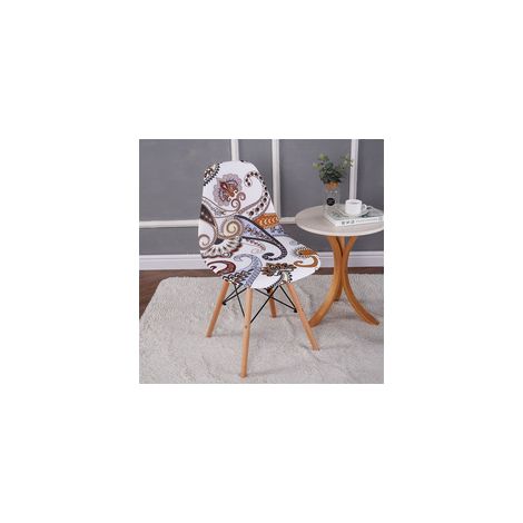 TAISHENGDA-Lot de 2 housses de chaise extensibles motif coquillage, housse de chaise moderne imprimée antidérapante et anti-poussière (1/5)