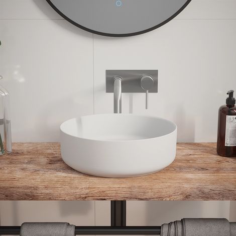 Lavabo da Appoggio Tondo 36x36x12 cm Bianco (1/5)