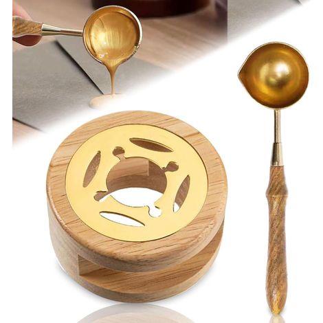 Réchauffeur Sceller Cire, Four À Cacheter Et Cuillère, Kit De Cire À Cacheter, Avec Cuillère À Fondre, Outil Pour La Confection D'enveloppes, De Cartes Et De Cartes De Mariage, 2 Pièces (1/5)