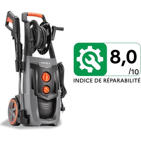 Nettoyeur Haute Pression FUXTEC FX-HDRP2500 2500W, 195 bar, 7,8 L/min, 468 l/h, enrouleur tuyau, réservoir de nettoyage