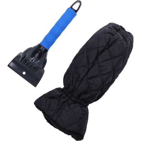 Schneekratzer für Autos (26 x 9,5 cm), inklusive beheizbarer Handschuhe, Scheibenenteiser für den Winter, Autoreinigungsset mit blauen Thermohandschuhen (1/5)