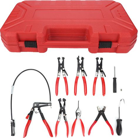 Flexible Schlauchschelle für die Installation von Kraftstoff-/Öl-/Wasserschläuchen, 9-teiliges Verriegelungs-Schlauchschellen-Set, universelles Kfz-Werkzeug, Schnellverschluss-Schlauchset. (1/5)