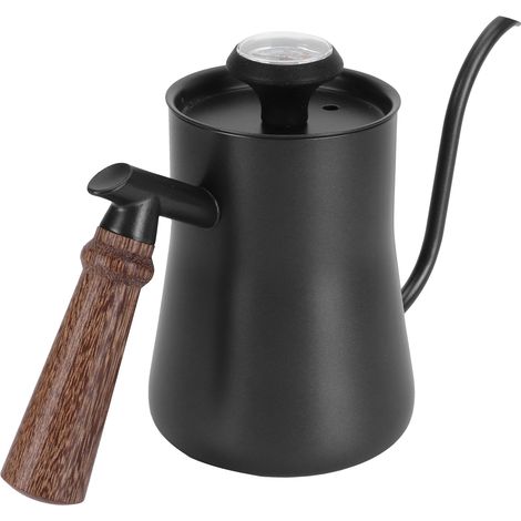 650 ml Hänge-Handkaffeekanne aus Edelstahl mit Thermometer, Schwarz (1/5)