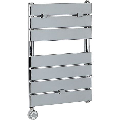 Milano Lustro Electric Chrome Flat Panel Heated Towel Rail Radiator with Thermostatic Heating Element - 620mm x 450mm (1/4)