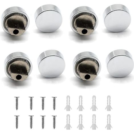 Ensemble de 8 clips de fixation flottants en alliage de zinc pour miroirs Support/clip mural pour miroirs (1/4)