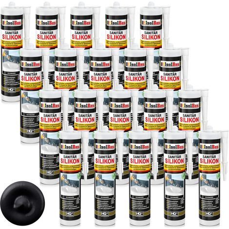 IsolBau Sanitary Silicone Black Sanitär Silikon 20 x 300ml (1/5)